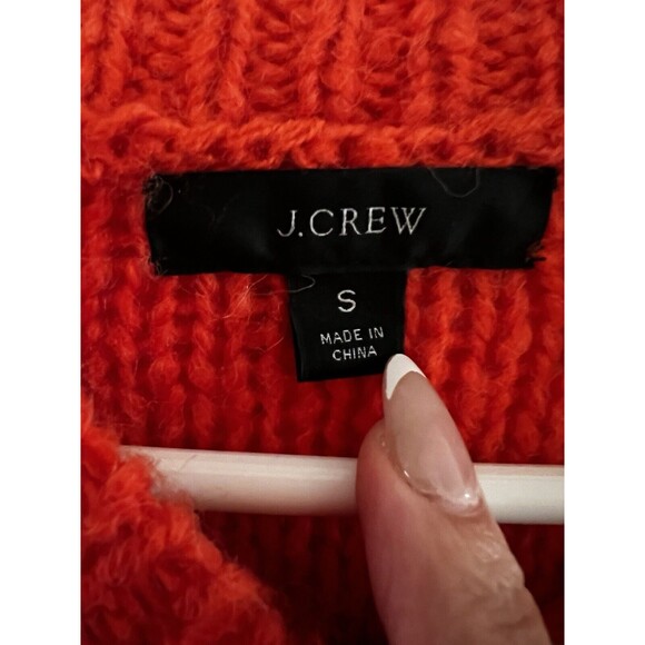 J.Crew Has Women's Cableknit Pointelle Sweater with Popcorn Flowers Orange Small - Picture 5 of 7